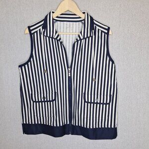 💙 Allison Daley Striped Stretch Vest Size M/L Nautical Beach Vacation Casual Pr